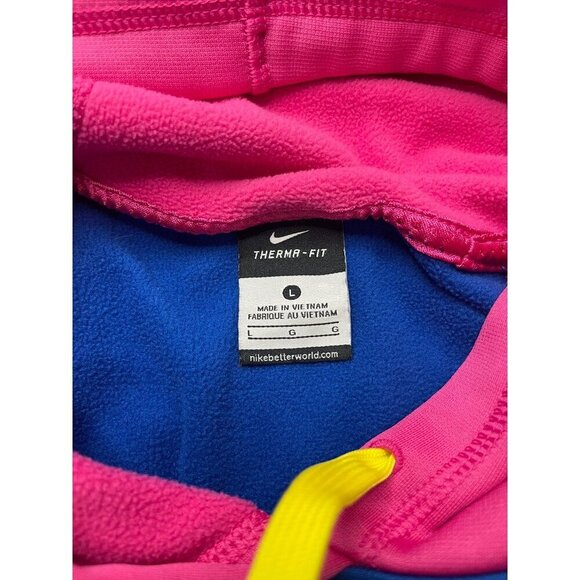 Nike Therma-Fit Womens Retro Style Hoodie Large Pink Blue Swoosh - Picture 4 of 6